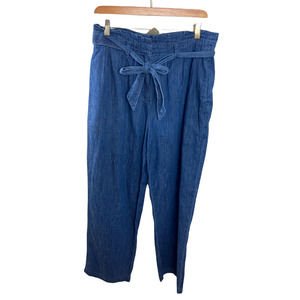 J. Crew NEW 6 Paper Bag Pant in Chambray Tie Waist Cotton/Hemp Jeans